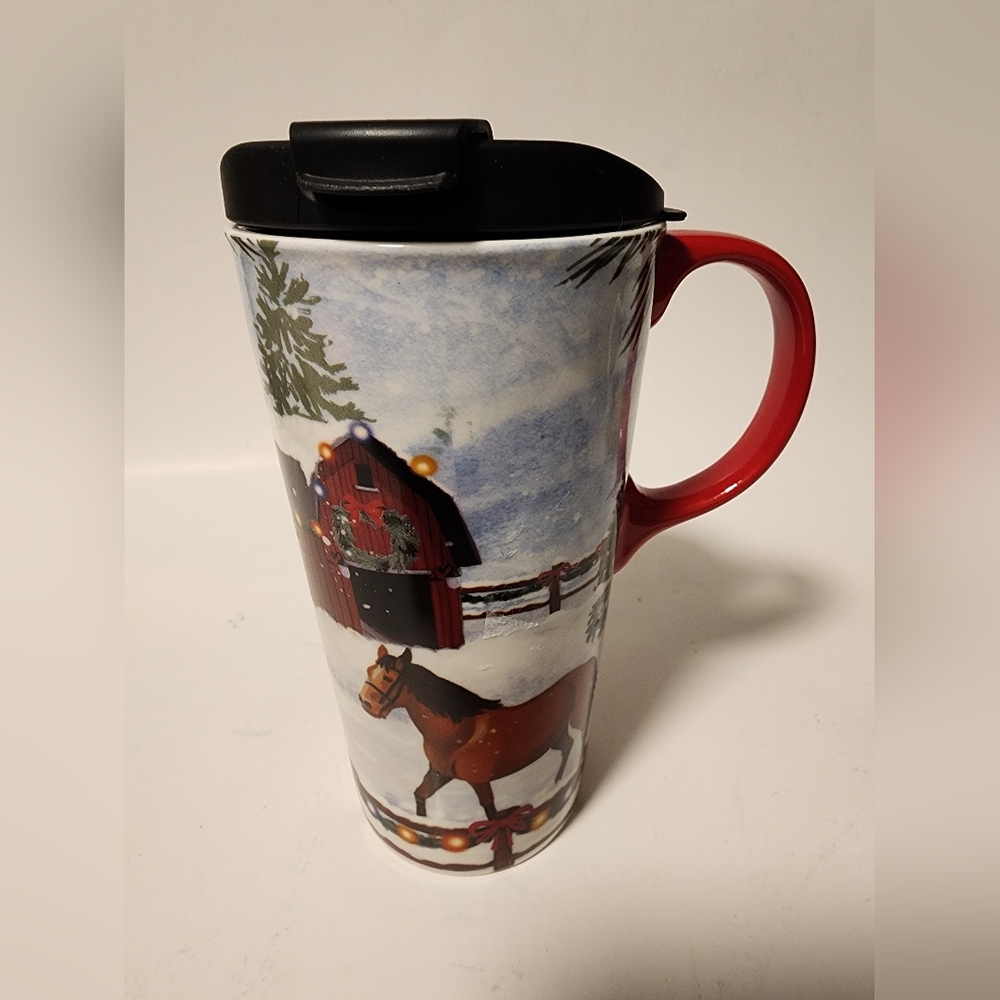 Evergreen Ceramic 17 Ounce Coffee/Latte/Tea Travel Mug